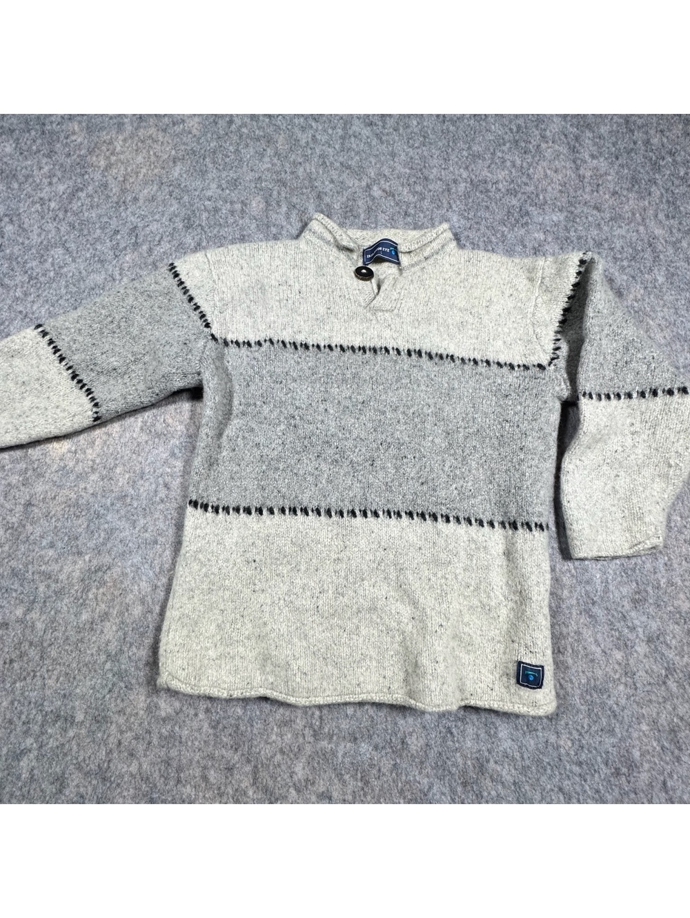 Irelands Eye Wool Silk Blend Sweater Gray Nordic Cottagecore Pullover Sz L